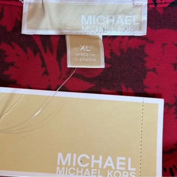 Michael Kors Women's Red And Black Floral Raspberry Tunic Top XL - Picture 6 of 11